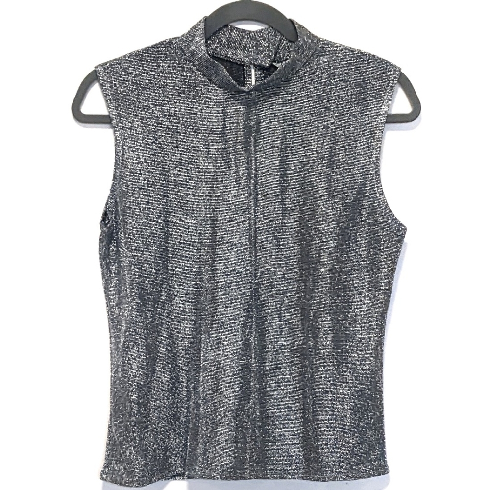 Vintage Silver Sleeveless Top Metallic Size M